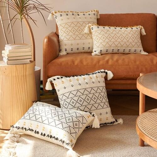 Cushion Cover Nordic Geometric Pillow Case Square Decorative Tassel Pillows Cover Durable Knitted Sofa Pillowcase for Home Decor