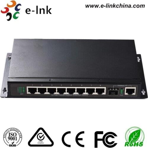 Unmanaged 9 port Ethernet Switch with 8 gigabit TP port 1 SFP port