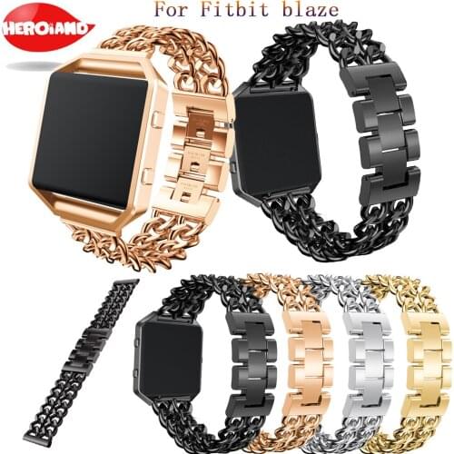 New Hot sale Replacement Stainless Steel Chain Bands Without Metal Frame For Fitbit Blaze sport Smart Watch Band Stainless Steel