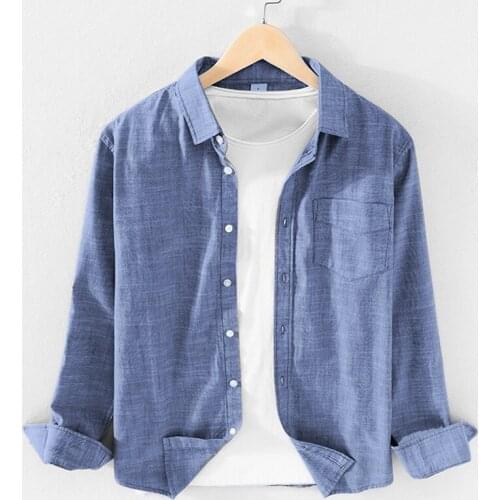 Spring new style 100% cotton solid shirt men casual comfortable shirts for men long-sleeved trend shirt mens camisa chemise