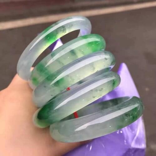 New Class A Natural jadeite Floating green bangles handcarved jade bangle jewelry jadeite bangles Real jade women gift bracelet