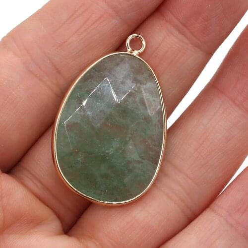 New Natural Stone Aventurine Faceted Drop Shape Pendant for Jewelry Making DIY Necklace Earrings Accessories Women Gift 23x34mm
