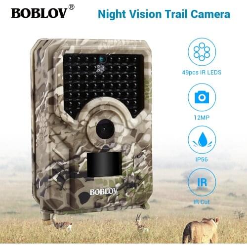 BOBLOV PR200 12MP 49PCS IR Leds Trail Hunting Camera Waterproof Outdoor Video Surveillance Wildlife Cameras Photo Traps w/belt