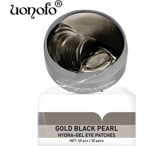 Korea 60pcs Black Pearl Eye Mask Remover Dark Circle Anti Wrinkle Collagen Eye Patches Under Eye Sleeping Mask Moisturizing