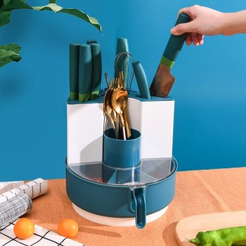 Plastic Knife Stand Cutlery Holder Spoon Fork Chopstick Storage Holder Seasoning box Tableware Kitchen Drainage Rack Organizer