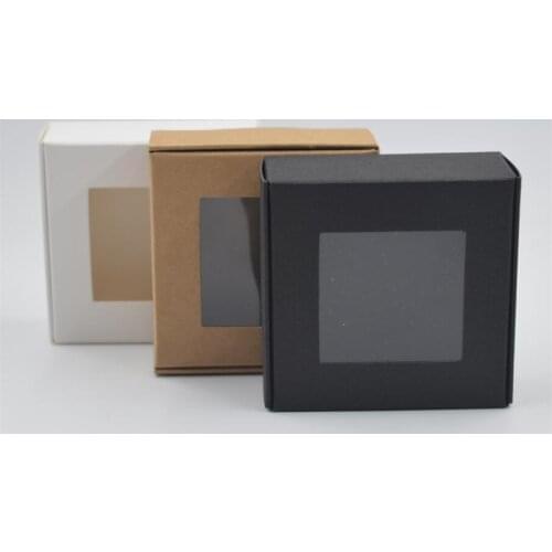30pcs Transparent PVC Window Soap Boxes Small Kraft Paper Box Jewelry Gift Packaging Box Wedding Favors Candy Box