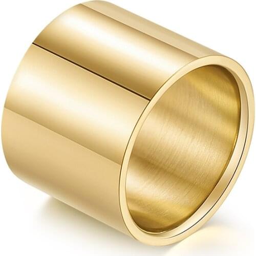 Barrel wide band ring for women men stainless steel rose gold boyfriend stackable ring black cool minimalist jewelry