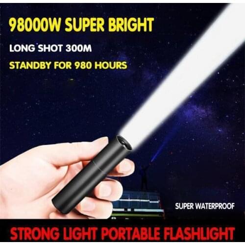 USB Strong Light Portable LED Flashlight Key Chain Portable Outdoors Built-in Battery USB Rechargeable Hiking Camping Flashlight