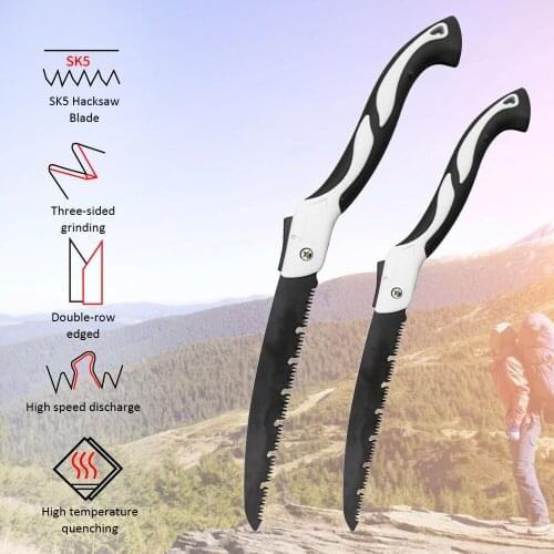Folding Saw DIY Wood Pruning Saw With Hard Teeth Pruning Hand Saw Rubber Handle Collapsible For Wood Work SK5 Grafting Pruner