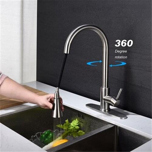 Kitchen Faucets Single Handle High Arc Pull Out Kitchen Faucet Pull down Sprayer Stainless Steel Sink Mixer Tap