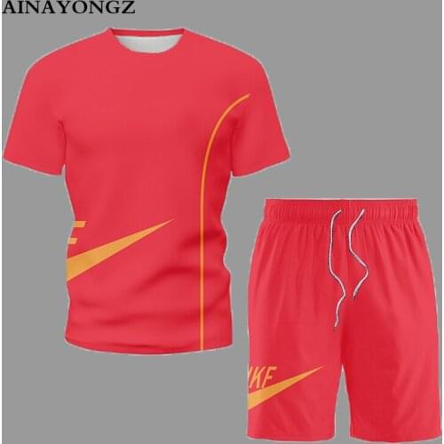 Summer Short Sleeve Set Male Female Sports Trend Suits For Man T-Shirt and Shorts 2- Piece Oversized Tracksuits Men Clothing 5XL