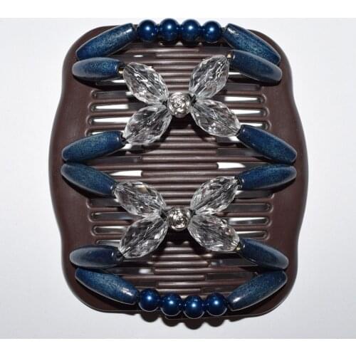 Standard comb rose Transparent and navy blue beads 20pcs/lot magic comb