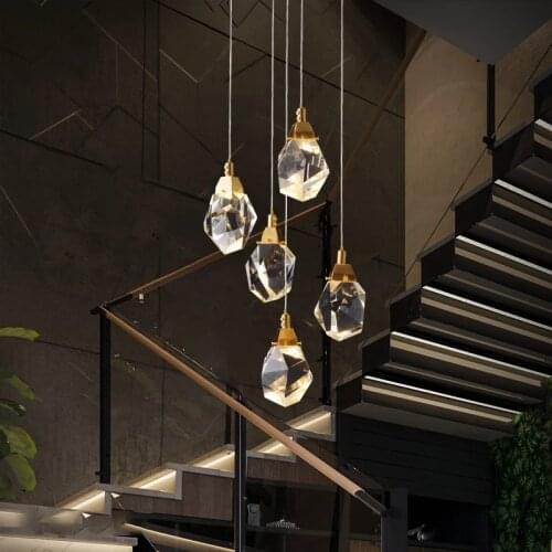Light luxury all-copper living room dining room chandelier postmodern study bar Nordic creative molecular crystal chande