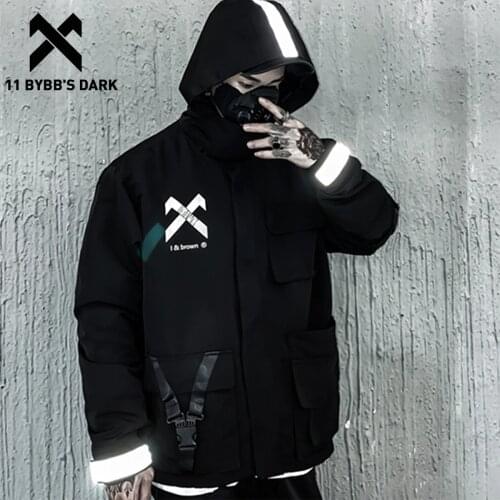 11 BYBBS DARK Reflective Patchwork Cargo Jackets Coat Men Streetwear Tactical Function Jacket Harajuku Hoodies Windbreaker Coat