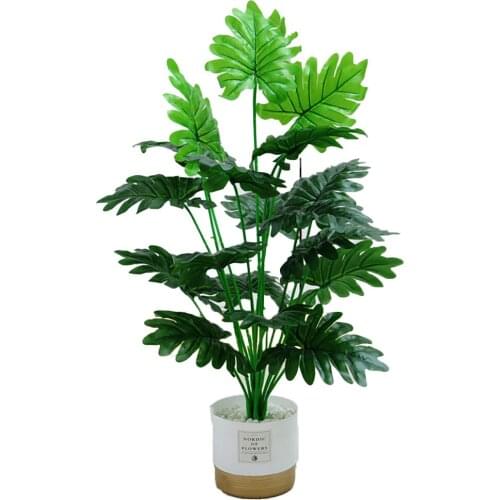 Tropical Palm Plants Large Artificial Bonsai Plastic Green Monstera For Home Garden Room Office Decor Living Room Decoration