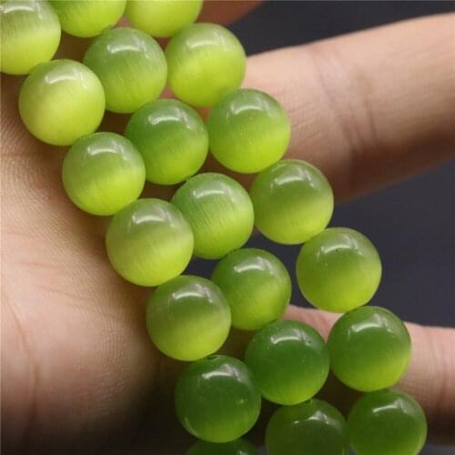 High Grade Lemon Green Round Beads Opal Cat Eyes 4,6,8,10,12mm High Grade Women Elegant Jewelry Making Findings 14inch B1586
