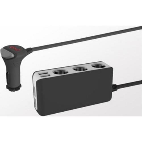 50pcs 4 USB Port 3 Way Car Cigarette Lighter Splitter Charger DC 12~24V Socket 6.8A Black