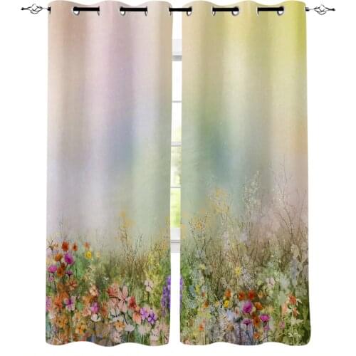 Flowers Bouquet Watercolor Painting Blackout Curtains For Living Room Bedroom Printed Window Treatment Drapes Home Decor