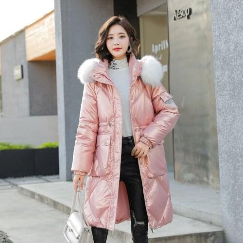 ISENMAL Winter Jacket Women Parka Coat Big Fur Collar Hooded Thick Warm Down Cotton Jacket Parkas Long Female Coat CasualOutwear