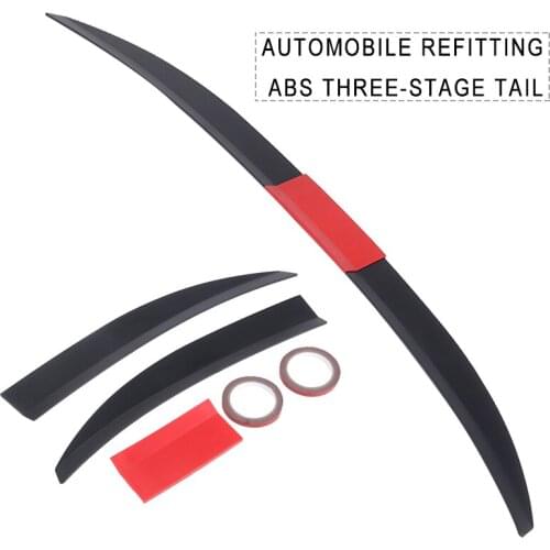 1pc Universal Black Red Car ABS Three-section Tail Wing Rear Trunk Spoiler Lip DIY Moulding Parts