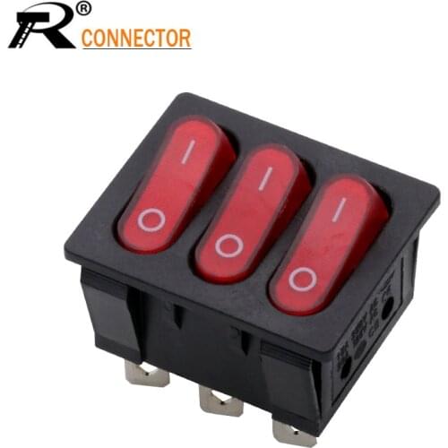 10PCS Three-Way with light ON-OFF 9 Pin power switch 3 in 1 combination Rocker Switch 15A/250V 20A/125V AC