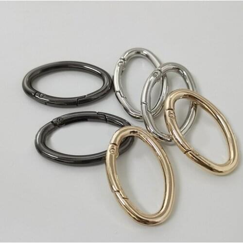 2PCS Zinc Alloy Plated Gate Spring Oval Ring Buckles Clips Carabiner Purses Handbags Oval Push Trigger Snap Clothing Shoes