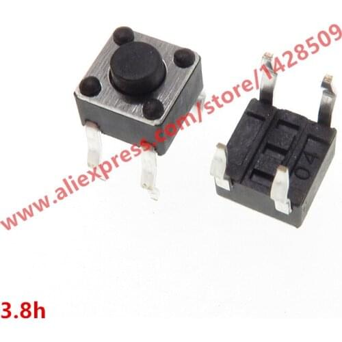 200pcs 4.5*4.5*3.8mm 4pin DIP Black Micro Push Button Tactile Tact Momentary Electronic Switch