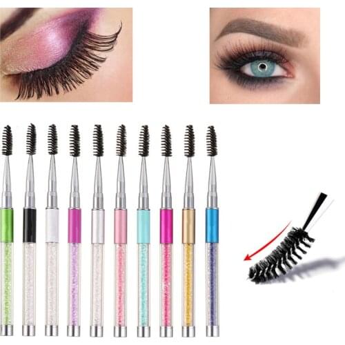 2021 Shiny Rhinestone Eyebrow Comb Eyelash Mascara Wands Applicator Beauty Makeup Eye Brush Makeup Tools Wands Spoolies Brushes