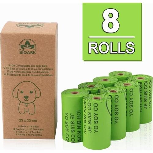 60 pieces /120 pieces corn starch 100% biodegradable and compostable pet dog poo waste bags with a dispenser