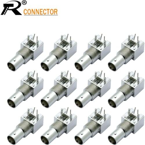 BNC Female right angle PCB Mount Socket Chassis connector Metal Type RF Coaxial Connector 12/50/100pcs