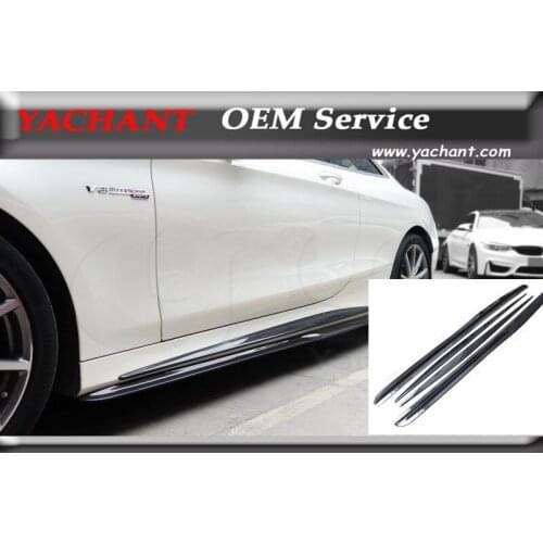 Car-Styling Carbon Fiber Side Skirts 4Pcs Fit For 2015-2017 MB C217 S63 Coupe PSM Style Side Skirts Addon & Extention Underboard