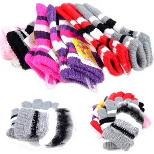 1 Pair Children Girls Boys Kids Magic Stretchy Mittens Knitted Gloves Winter Warmer #330
