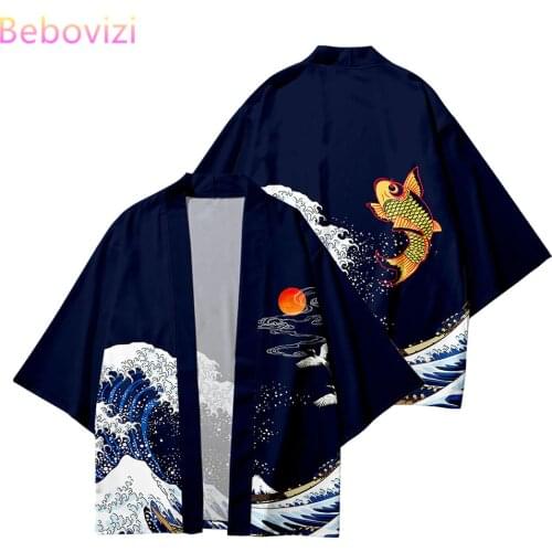 Plus Size 6XL 5XL 4XL Carp Loose Japanese Cardigan Women and Men Harajuku Kimono Cosplay Haori Blouse Tops Yukata Robe Clothing