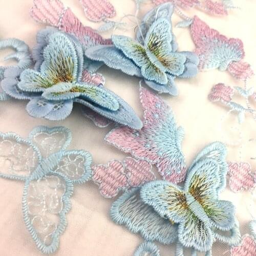 1Yard 3D Flower Embroidered Lace Fabric Tulle Lace Trim For Girls Womens Dress Clothing Sewing Net French Fabric DIY Lace Trims