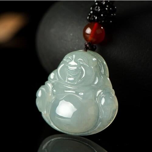 Guanyin pendant Laughing Buddha jade big belly Maitreya Buddha Myanmar a jade necklace good luck, health and longevity