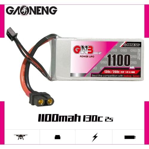 Gaoneng GNB 1100mAh 7.4V 2S 110C/220C Lipo Battery With XT60 Plug For RC Helicopter Quadcopter FPV Racing Drone parts