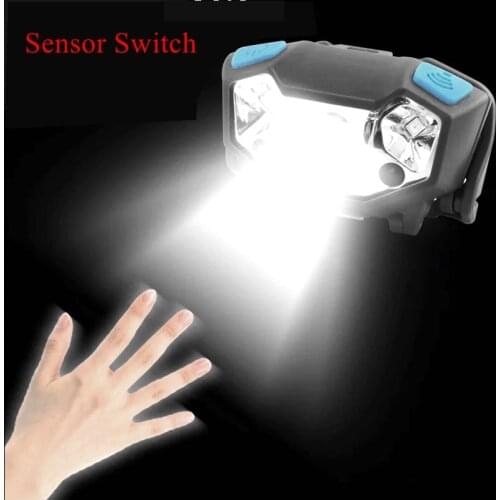 MingRay Mini Super Bright Sensor head lamp USB Rechargeable 5 mode 3 W LED and 2 RED lightweight flashlight on head