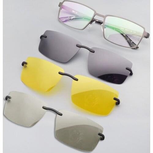 Full Frame Titanium For Men Square Matte Black Light With Magnetic Sucker Lens Night Vision 3D Film Large Wide Face TS509