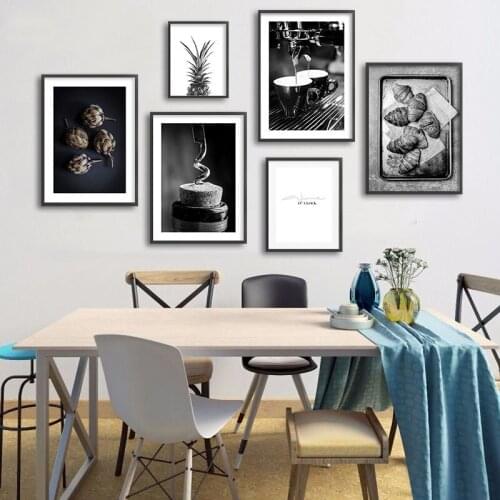 Coffee Wine Bead Poster Black White Food Drink Kitchen Wall Art Print Simple Canvas Painting Modern Picture Dining Room Decor