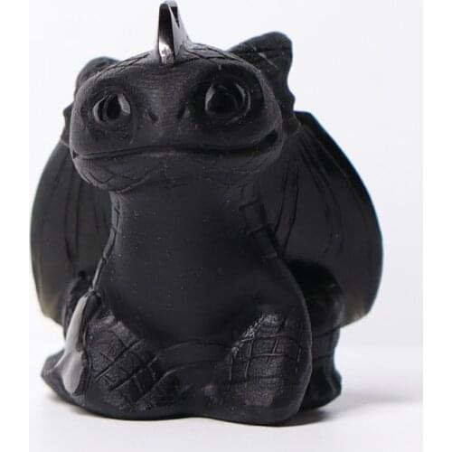 Natural Obsidian Crystal Quartz Toothless Dragon Statue Crystal Quartz Healing Stone DIY Home Decoration Art Collection