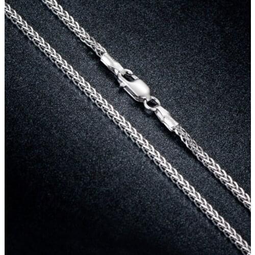 Pure 18K White Gold Necklace Chain Women AU750 Gold Wheat Chain Necklace