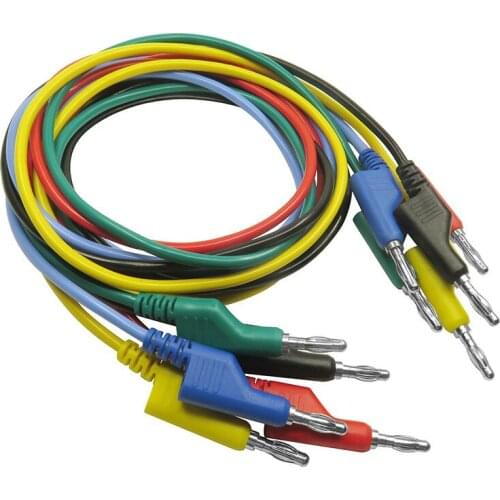 P1036 5Pcs 1M 4mm Banana to Banana Plug Test Cable Lead for Multimeter Tester 5 Colors