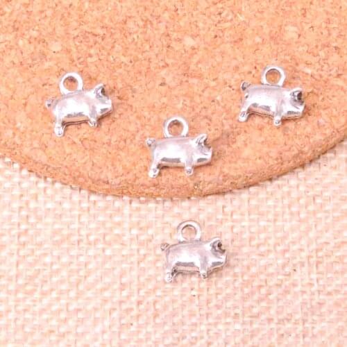 20pcs Tibetan Silver Plated lovely pig Charms Pendants for Jewelry Making DIY Handmade Craft 11*11*4mm