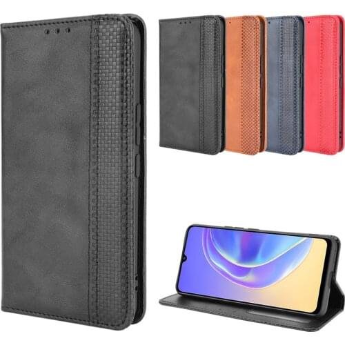 Luxury Retro Slim Leather Flip Cover For Vivo V21e 5G Case 6.44" Wallet Card Stand Magnetic Book Cover Vivo V21e 5G V2055 Cases