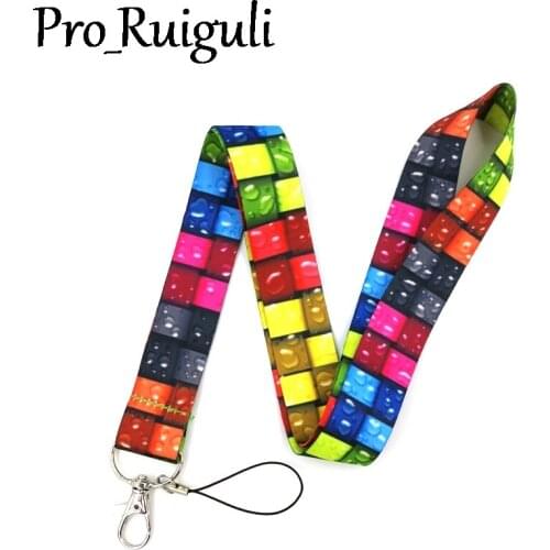 30pcs Colorful Stained glass lattice pattern Lanyard for Keys Phone Cool Neck Strap Lanyard for Camera Whistle ID Badge webbing
