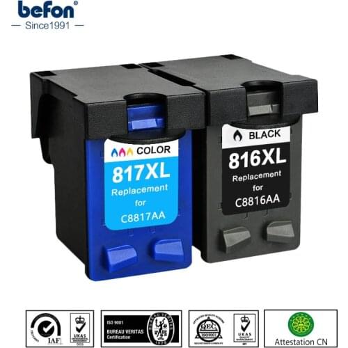 Befon Compatible 816XL 817XL Ink Cartridge Replacement for HP 816 817 for DeskJet 3658 3658 3668 5168 3358 7268 1218 1118