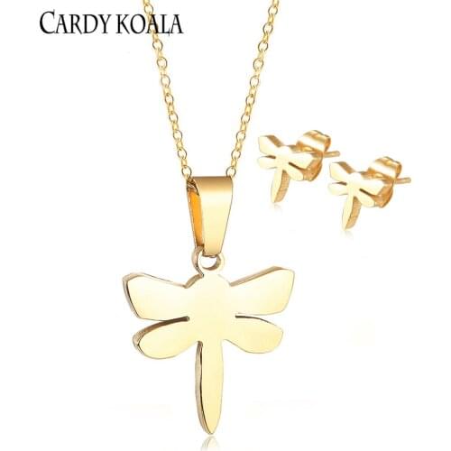 Super fairy temperament creative necklace female cute dragonfly small fresh earrings wild