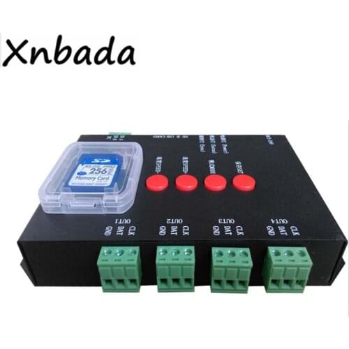 T-4000TTL SD Card RGB Led Controller 4 Port Output DC5-24V Input Controller For WS2812B Led Strip Tape Lighting