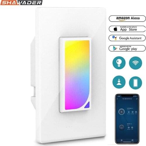 WiFi Smart Light Touch Switch RGB Night Wall led Lamp Switches Timer Remote Voice App Control Work with Google Home Alexa
