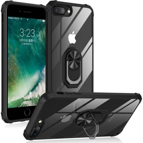 [Military Grade] Clear Crystal Phone Case with Ring Car Mount Kickstand for iPhone 6 6S plus ,iPhone 7 8 Plus,iPhone SE 2 2020